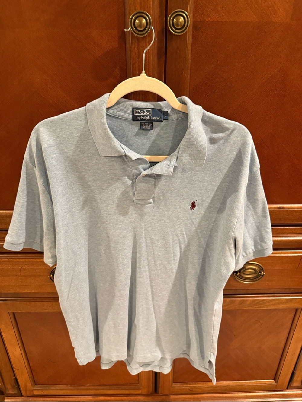 Ralph Lauren Men’s Light Blue Polo with Maroon Pony